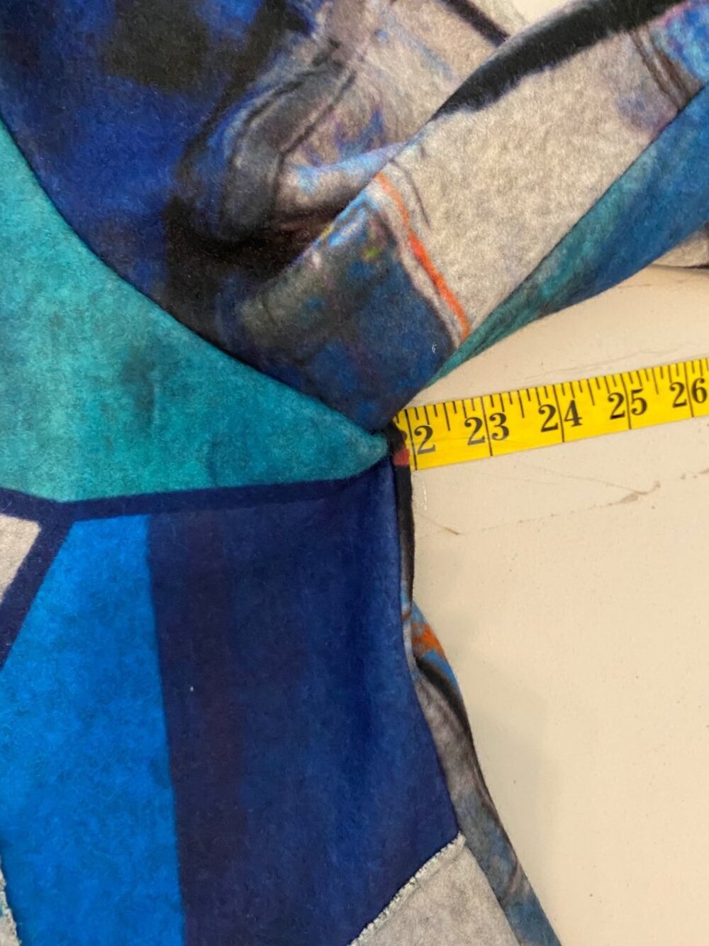 Damee Abstract Print Hooded Jacket With Button Closure Blue Multicolor XL - Picture 9 of 12